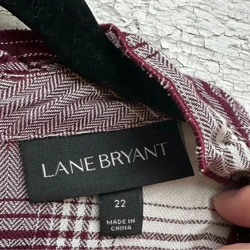 Lane Bryant blouse deep plum and cream plaid size 22 90’s grunge Y2K plus size‎ - Picture 4 of 6